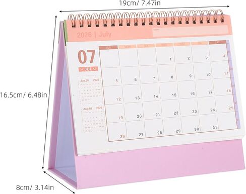 Nuobesty Small Desk Calendar 2025-2026 ، Planner Standing Flip ، Mini Desktop Salendar لمكتب المدرسة المنزلي الوردي in Saudi Arabia