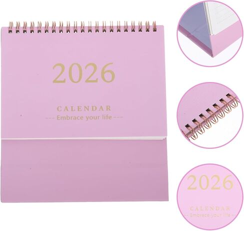 Nuobesty Small Desk Calendar 2025-2026 ، Planner Standing Flip ، Mini Desktop Salendar لمكتب المدرسة المنزلي الوردي in Saudi Arabia