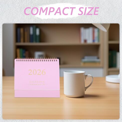 Nuobesty Small Desk Calendar 2025-2026 ، Planner Standing Flip ، Mini Desktop Salendar لمكتب المدرسة المنزلي الوردي in Saudi Arabia