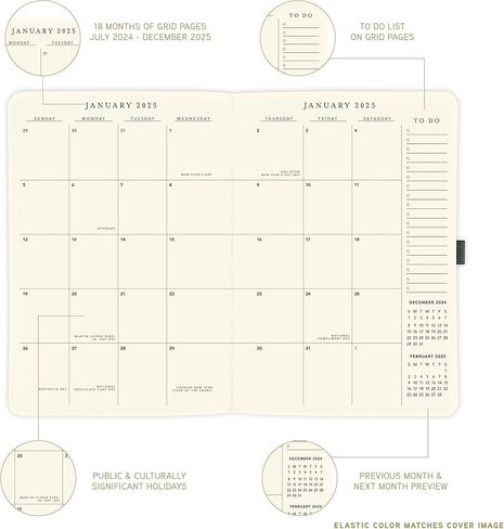 Graphique 2026 Apollo Business Planner | 18 Month Organizer, July 2025 - Dec. 2026 | Weekly & Monthly Spreads | To-Do List & Note Pages | Pen Loop | Vegan Leather | Sage Peanuts Typewriter | 6" x 8" in Kuwait