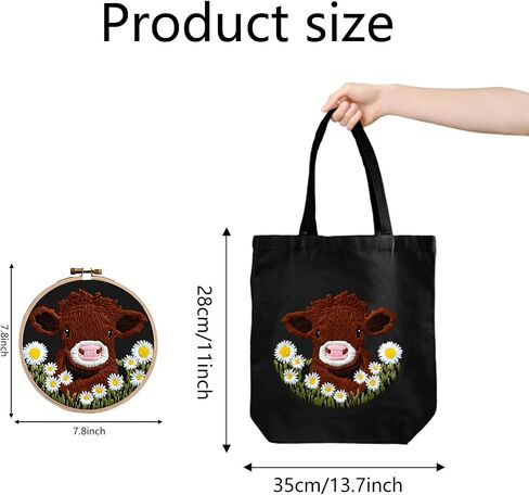 Tote Bag Embroidery Kits for Beginners,10 Colors Threads,Tools and Instructions,DIY Crafts and Artwork Needlepoint (Animal Prints),Women Shopping Bag,Embroidery Starter kit for Adults in Saudi Arabia