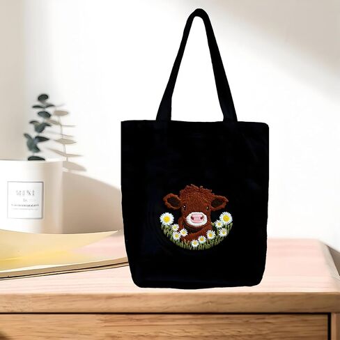 Tote Bag Embroidery Kits for Beginners,10 Colors Threads,Tools and Instructions,DIY Crafts and Artwork Needlepoint (Animal Prints),Women Shopping Bag,Embroidery Starter kit for Adults in Saudi Arabia