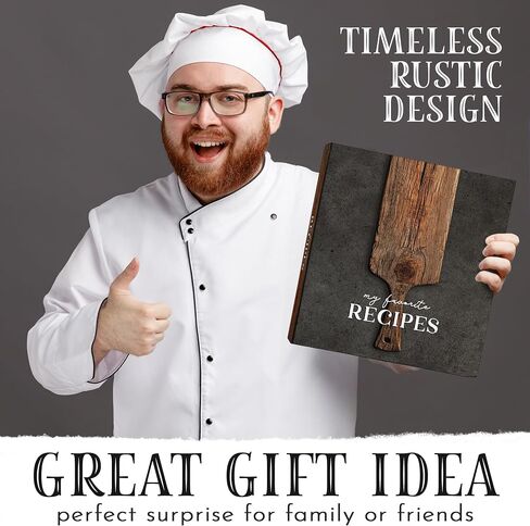 Kitchen Recipe Binder 11 x 12" - Wooden Pizza Peel Design with "My Favorite Recipes" Cover, 25 Clear Pages, 25 Recipe Sheets, 12 Color Dividers, Conversion Chart, Inspirational Quote on Back in Saudi Arabia