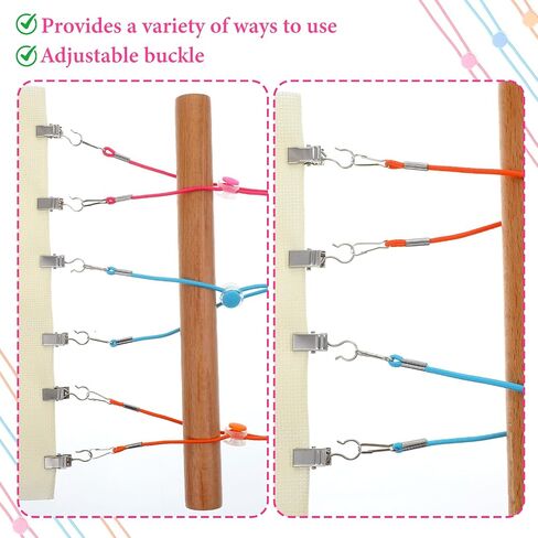 Mabor 24Pcs Cross Stitch Side Clips, Cross-Stitch Fabric Holders, High Elasticity Universal Fabric Tension Embroidery Clamp, Adjustable Fastening Clip for Scroll Rod Canvas in Saudi Arabia