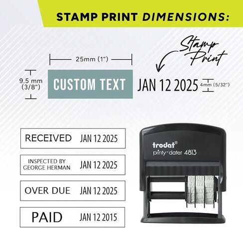 Infusion .375 x 1 Custom Message Dater Self-Inking Stamp (Choose from 17 Ink Colors) in Saudi Arabia