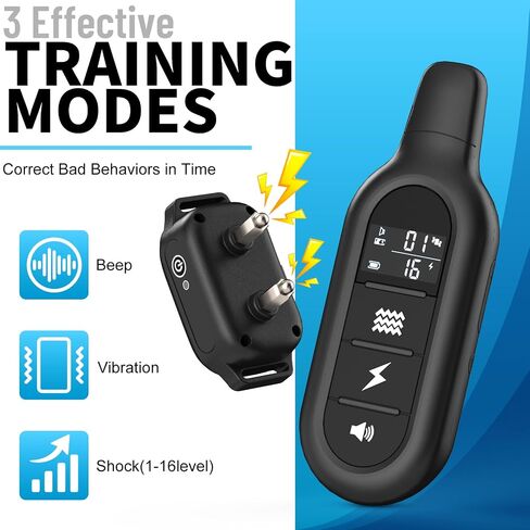 Shock Collar for Dogs 3300FT Dog Training Collar with Remote IPX7 Waterproof with 3 Training Modes, Adjustable Dog Collar for Small Medium Large Dogs in Saudi Arabia