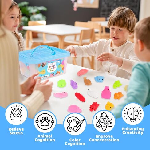 100 Pcs Party Favors & Squishy Toys Bulk for Kids 4-12, Fidget Toys Sensory Stress Relief Toys for Classroom Prizes, Christmas Stocking Stuffers, Birthday Goodie Bags & Teacher Supplies in Saudi Arabia