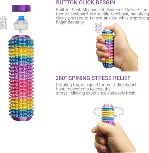 Button Click, Spinners, Pain Stim Fidget Toy, 3-in-1 Design of Little Ouchies Fidget, Mini Fidget Toy for Adults, Spiky Grippie Stim Keychain for Anxiety Relief in Saudi Arabia
