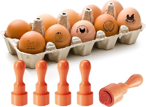 AHANDMAKER 5 Styles Hen Wheaten Egg Patterns Wooden Rubber Stamp 2/3 Inch Small Mini Stamp Round for Scrapbooking Card Making Crafting Home Farm Supplies in Saudi Arabia