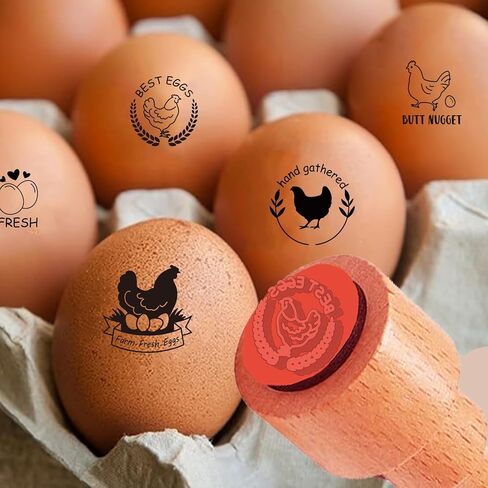 AHANDMAKER 5 Styles Hen Wheaten Egg Patterns Wooden Rubber Stamp 2/3 Inch Small Mini Stamp Round for Scrapbooking Card Making Crafting Home Farm Supplies in Saudi Arabia
