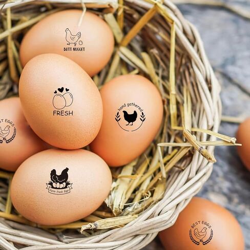 AHANDMAKER 5 Styles Hen Wheaten Egg Patterns Wooden Rubber Stamp 2/3 Inch Small Mini Stamp Round for Scrapbooking Card Making Crafting Home Farm Supplies in Saudi Arabia
