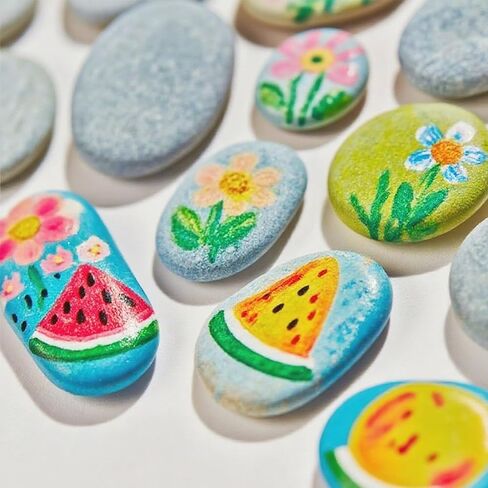 LIIJII River Rocks for Painting, 30 PCS 2-3″ Large Flat Painting Rocks for Kids, Smooth Rocks to Paint for Crafts, Make Handmade DIY Gifts in Kuwait