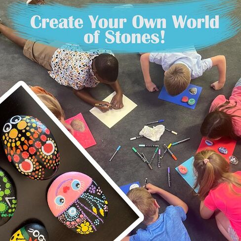 LIIJII River Rocks for Painting, 30 PCS 2-3″ Large Flat Painting Rocks for Kids, Smooth Rocks to Paint for Crafts, Make Handmade DIY Gifts in Kuwait