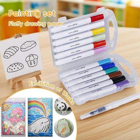 Magic Puffy Paint, 38Pcs Magic Foam Texture Painting Kit, 3D Drawing Magics Canvas Sponge, DIY Bubble Drawing Art Supplies Kit with 12 Foam Paint Paper and 12 Markers for Painting, Art, Craft in Saudi Arabia