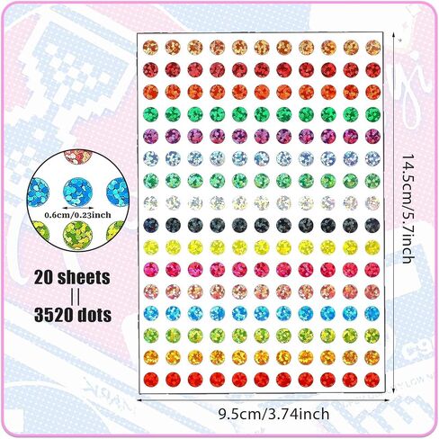7040Pcs Color Coding Labels Round Small Stickers 1/4" Shiny Circle Sparkle Dot Stickers Laser Glitter Mini Round Dot Sticker 40 Sheets 16 Colors Style Coding Label Sticker for Office Home Art DIY in Saudi Arabia