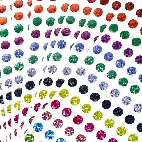 7040Pcs Color Coding Labels Round Small Stickers 1/4" Shiny Circle Sparkle Dot Stickers Laser Glitter Mini Round Dot Sticker 40 Sheets 16 Colors Style Coding Label Sticker for Office Home Art DIY in Saudi Arabia