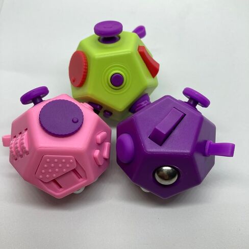 Mini Fidget Toys Cube 12 Sides Declession Declession Cube مكافحة القلق وإجهاد الإغاثة تحسين التركيز على لعبة تململ فريدة من نوعها للأطفال والكبار (Pink F1) in Saudi Arabia