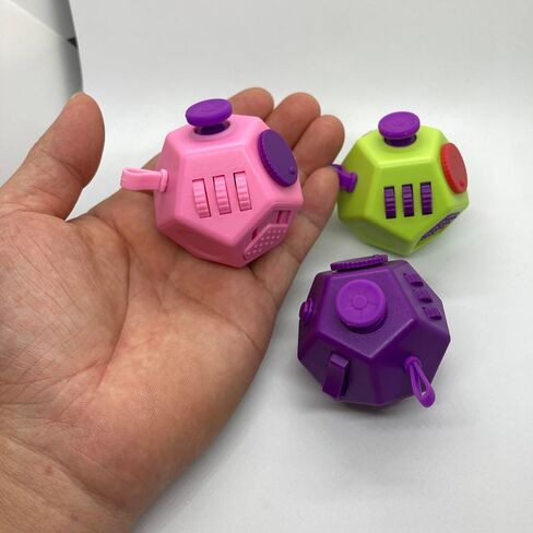 Mini Fidget Toys Cube 12 Sides Declession Declession Cube مكافحة القلق وإجهاد الإغاثة تحسين التركيز على لعبة تململ فريدة من نوعها للأطفال والكبار (Pink F1) in Saudi Arabia