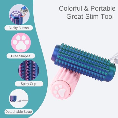 2PCS Pain Stim Fidget - Little Ouchies Fidget Toys Adults,Spiky Sensory Toys with Cute Shapes, Keyboard Clicker Fidget,Anxiety Stress Relief Keychain(Purple/Red Gold Purple) in Kuwait