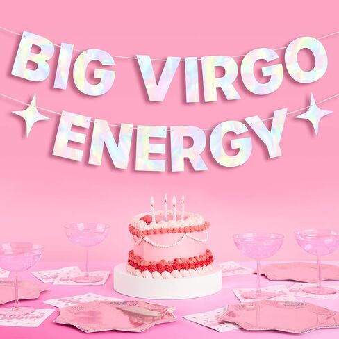 xo, Fetti Big Virgo Energy Birthday Party Iridescent Foil Banner - 5 Ft. | Zodiac Virgo, Horoscope, Astrology Bday Party Decorations Gift in Saudi Arabia