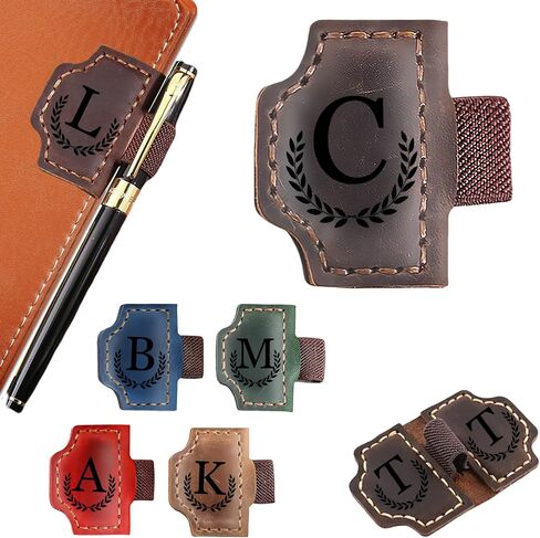 Custom Bygone Mark Bookmark with Pen Holder Erebloom Personalized Magnetic Leather Bookmarks with Initial Magnetic Leather Pen Holder Bookmark for Reading Women and Men Gifts for Booklovers (Red, A) in Kuwait