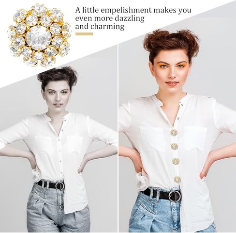 أغطية زر 5 أجهزة كمبيوتر ، أغطية زر للنساء بلوزات راينستون تغطية قابلة للفصل مقطع أزرار لا توجد أزرار زخرفية للباس الملابس صياغة زينة ذهبية in Kuwait