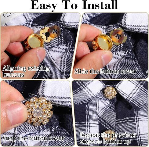أغطية زر 5 أجهزة كمبيوتر ، أغطية زر للنساء بلوزات راينستون تغطية قابلة للفصل مقطع أزرار لا توجد أزرار زخرفية للباس الملابس صياغة زينة ذهبية in Kuwait