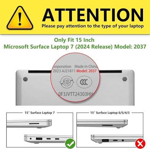 Fintie Case لـ 15 بوصة Microsoft Surface Laptop 7 (2024 إطلاق) الطراز: 2037 - Slip Snap على غطاء القشرة الصلبة (بلوستال أسود) in Kuwait
