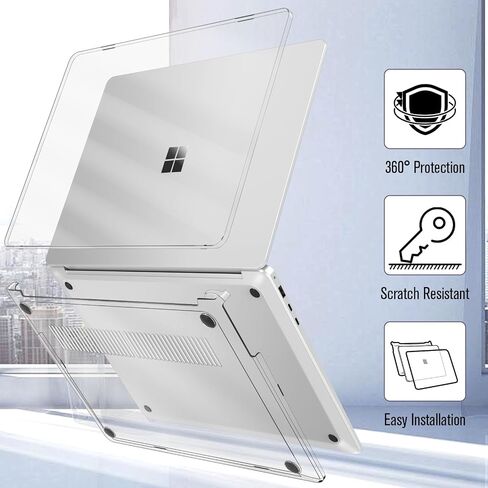 Fintie Case لـ 15 بوصة Microsoft Surface Laptop 7 (2024 إطلاق) الطراز: 2037 - Slip Snap على غطاء القشرة الصلبة (بلوستال أسود) in Kuwait