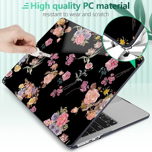 for M4 MacBook Air 15 inch Case 2025 2024 2023 Released A3241 A3114 M3 A2941 M2, Hard Shell Laptop Case with Keyboard Cover & Trackpad Film & 2 OTG Adapters, Daisy Flowers in Kuwait