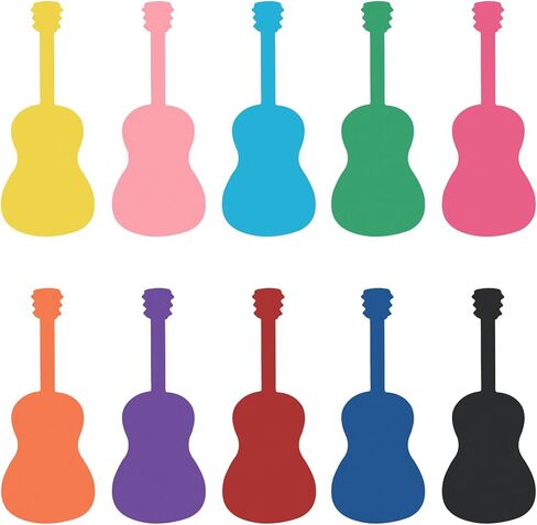 MixTeach 200 pcs Guitar Cutouts Paper Guitar Shape Accents Assorted Color Guitar Die Cuts Music Classroom Decorations with Glue Point for School Bulletin Board Locker Craft Projects Party Wall Decor in Saudi Arabia