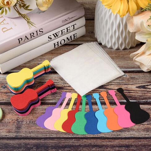 MixTeach 200 pcs Guitar Cutouts Paper Guitar Shape Accents Assorted Color Guitar Die Cuts Music Classroom Decorations with Glue Point for School Bulletin Board Locker Craft Projects Party Wall Decor in Saudi Arabia