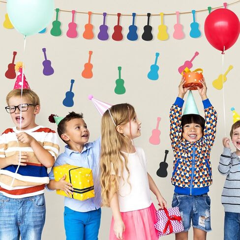 MixTeach 200 pcs Guitar Cutouts Paper Guitar Shape Accents Assorted Color Guitar Die Cuts Music Classroom Decorations with Glue Point for School Bulletin Board Locker Craft Projects Party Wall Decor in Saudi Arabia