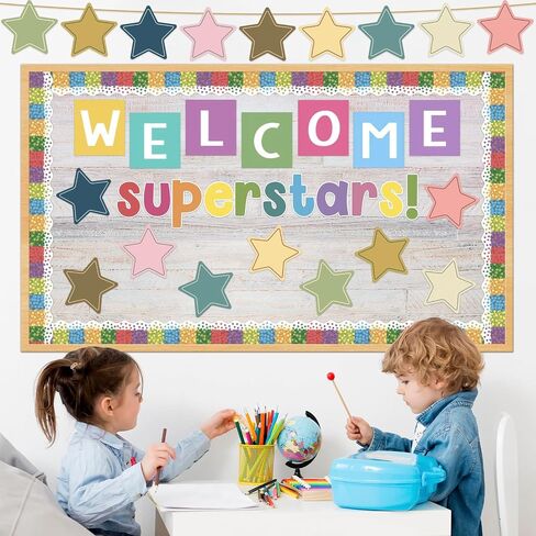 45 Pcs Boho Star Cutouts Stars Assorted Colors Cutouts Paper Boho Classroom Bulletin Board Decoration Teachers Kids DIY Craft Projects School Wall Décor in Saudi Arabia