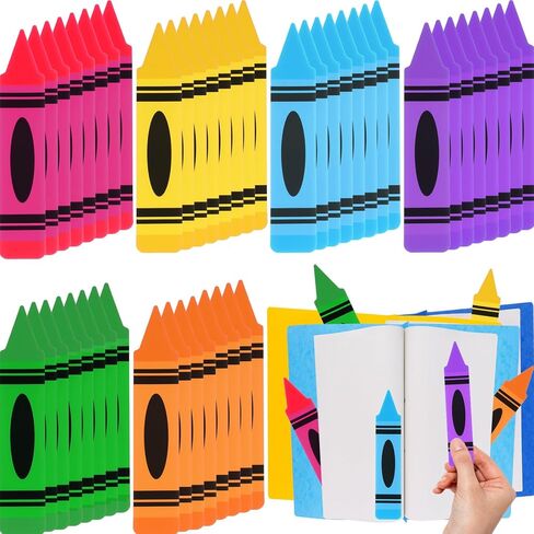 Eersida 48 Pcs Crayons Theme Bookmarks for Classroom Supplies, Bookmarks for Kids, Back to School Gift, 6 Colors in Saudi Arabia