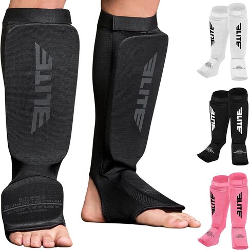 Muay Thai MMA Kickboxing shin Guards, Elite Sports Instep Guard Sparring Protective Leg shin Kick Pads for Adults in Kuwait