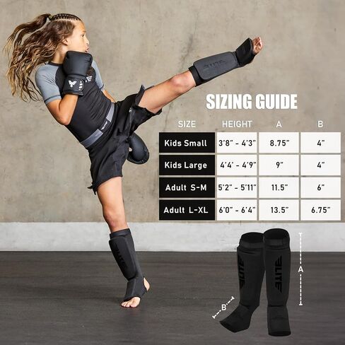 Muay Thai MMA Kickboxing shin Guards, Elite Sports Instep Guard Sparring Protective Leg shin Kick Pads for Adults in Kuwait