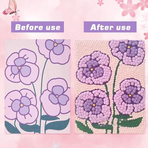 GORGECRAFT Pom Pom Craft Kit Colorful Floral Drawing Board Pom Pom Art Set with Wood Easels Photo Frame Small Flower Painting Fluffy Balls Pompom Art Kit for Home Painting Art Supplies DIY Crafts in Saudi Arabia