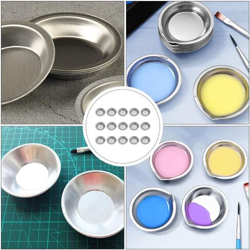 Uonlytech Stainless Steel Painting Palette Tray for Artists – 15PCS Sturdy Mixing Tray Corrosion-Resistant Metal Paint Mixer for Home and School Use in Saudi Arabia