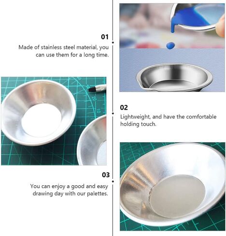 Uonlytech Stainless Steel Painting Palette Tray for Artists – 15PCS Sturdy Mixing Tray Corrosion-Resistant Metal Paint Mixer for Home and School Use in Saudi Arabia
