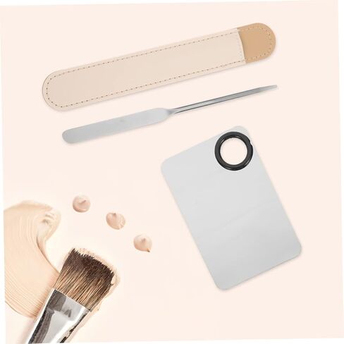 2Sets Color Mixing Palette with Stainless Steel Spatula and Leather Case for Makeup Nail Art Easy to Clean Portable Beauty Tools for Customizing Foundation Blush in Saudi Arabia