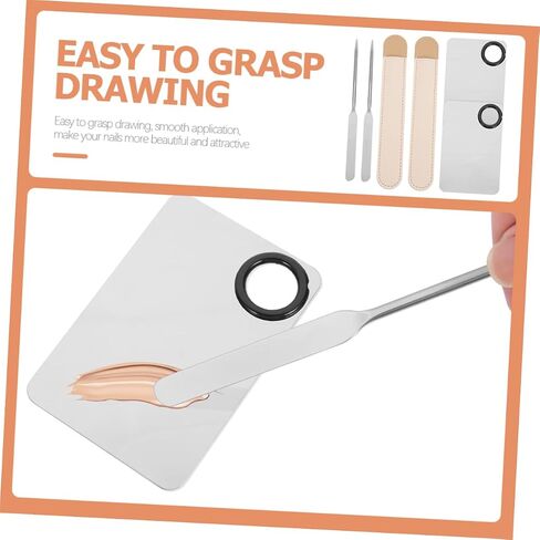 2Sets Color Mixing Palette with Stainless Steel Spatula and Leather Case for Makeup Nail Art Easy to Clean Portable Beauty Tools for Customizing Foundation Blush in Saudi Arabia