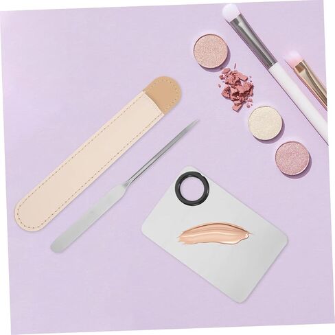 2Sets Color Mixing Palette with Stainless Steel Spatula and Leather Case for Makeup Nail Art Easy to Clean Portable Beauty Tools for Customizing Foundation Blush in Saudi Arabia