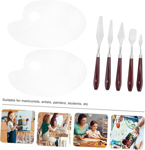 Uonlytech 1SET OVAL PAPMMENT PLATE RAIDES BASMAND مع كاشطات لخلط وتنظيف أداة فنية خفيفة ودائمة in Saudi Arabia
