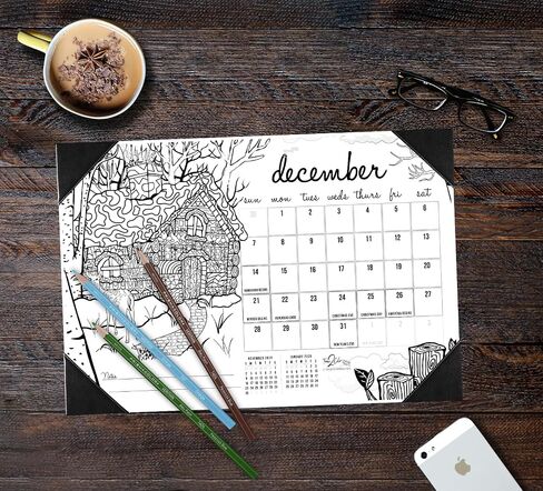 Time2Color 2025-2026 Seasons Theme Academic Desk Blotter Coloring Calendar: August 2025 - July 2026 (19" x 13") in Saudi Arabia