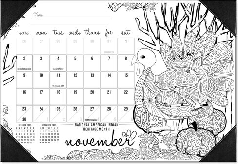Time2Color 2025-2026 Seasons Theme Academic Desk Blotter Coloring Calendar: August 2025 - July 2026 (19" x 13") in Saudi Arabia