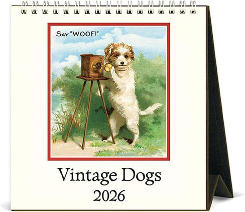 Cavallini 2026 Dog Easel Desk Calendar ، 6 × 6.5 بوصة ، 12 شهرًا تقويم مكتب دائمة ، مثالي لمحبي الكلاب ، صغير ولطيف in Kuwait