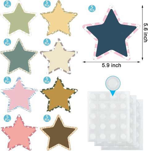 45 Pcs Boho Star Cutouts Stars Assorted Colors Cutouts Paper Boho Classroom Bulletin Board Decoration Teachers Kids DIY Craft Projects School Wall Décor in Saudi Arabia