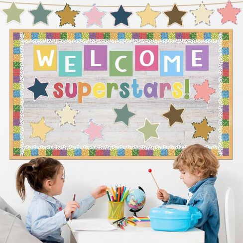 45 Pcs Boho Star Cutouts Stars Assorted Colors Cutouts Paper Boho Classroom Bulletin Board Decoration Teachers Kids DIY Craft Projects School Wall Décor in Saudi Arabia