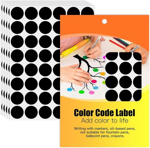 1 Inch Colored Dot Stickers Round Labels (720 Dots, 15 Sheets) - Round Color Coding Labels Circle Stickers for Organizing, Inventory, File Folders (Black) in Saudi Arabia